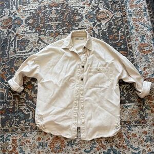 Zara Off-White Casual Button-Down Shirt twill jacket